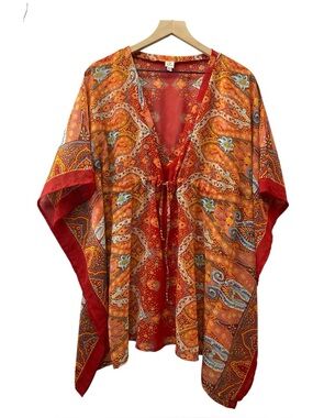 Echo Swim Cover-Up Size OS Multicolor Paisley Boho Lightweight Adjustable Tie